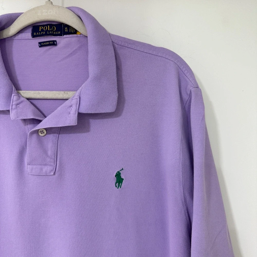 Polo Ralph Lauren Classic Fit Shirt Mens XL Purple Cotton Pique Short Sleeve Top
